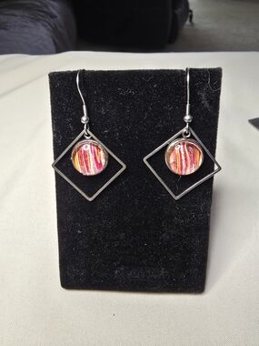 🌟3 for $18!🌟One Of A Kind, Handmade Acrylic Pour Glass Drop Earrings